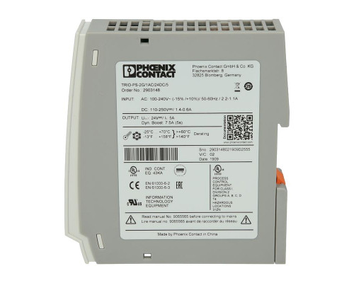 Импульсный блок питания PHOENIX - 2903148 TRIO-PS-2G/1AC/24DC/5 Импульсный блок питания PHOENIX - 2903148 TRIO-PS-2G/1AC/24DC/5